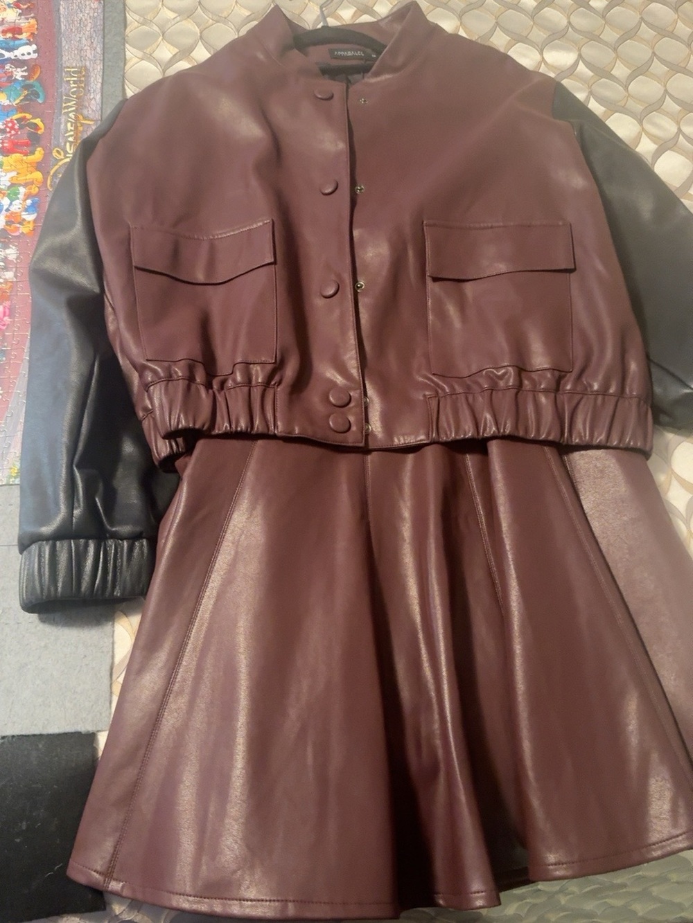 Apparel Deep Merlot Leather Jacket 1X + Skirt XL NWT 2 Piece Set